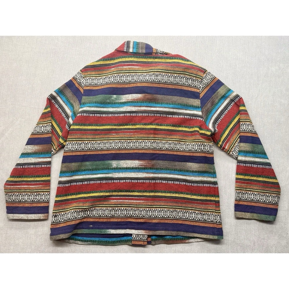 Vintage Chico's Design Twill Southwestern Rainbow Stripe Jacket Women's 2 Cotton - Picture 6 of 6